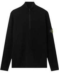 Stone Island - Organic Cotton Rib Half Zip Sweater - Lyst