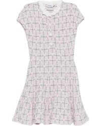 Self-Portrait - Check Knit Beaded Mini Dress - Lyst