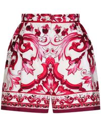Dolce & Gabbana - Allover Printed Satin Shorts - Lyst