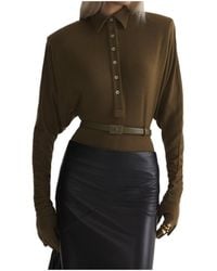 Mugler - Bat-Sleeve Polo Bodysuit - Lyst