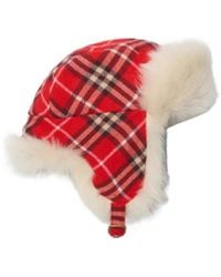 Burberry - Check Wool Trapper Hat - Lyst