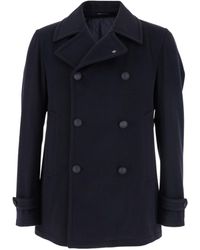 Tagliatore - Double-Breasted Coat With Wide Notched Revers - Lyst