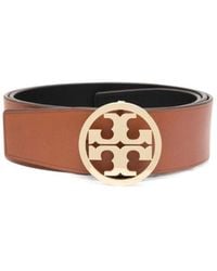 Tory Burch - Logo Buckle Leather Belt - Lyst