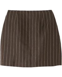Posse - Alice Pinstriped Linen-Twill Mini Skirt - Lyst