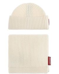 DSquared² - Logo Tag Ribbed-Knit Beanie Scarf Set - Lyst