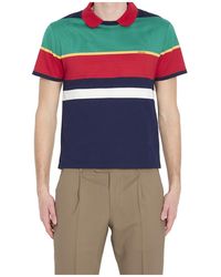 Versace - Striped Short-Sleeved Polo Shirt - Lyst