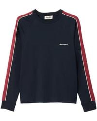 Miu Miu - Logo-Embroidered Crewneck Sweatshirt - Lyst