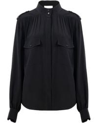 Chloé - Chloé Gathered Long-Sleeve Blouse - Lyst