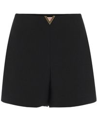 Valentino - Crepe Couture Logo Plaque Shorts - Lyst