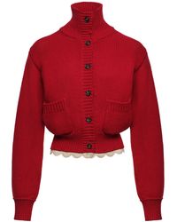 Magda Butrym - Cinched Wool Cardigan With High Collar And Lace Trim - Lyst
