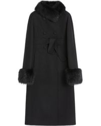 Valentino - Faux Fur-Trimmed Double-Breasted Coat - Lyst