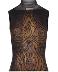 Jean Paul Gaultier - High-Neck Wood-Print Top - Lyst