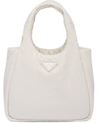 Prada - Logo Plaque Top Handle Tote Bag - Lyst
