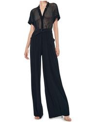 Norma Kamali - Geralyn Striped Pleated Jumpsuit - Lyst
