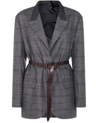 Brunello Cucinelli - Single-Breasted Belted Blazer - Lyst