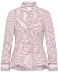 Maison Margiela - Striped Ruffled Long-Sleeve Shirt - Lyst