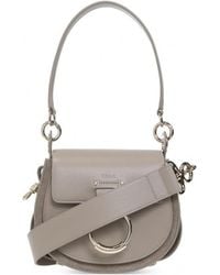 Chloé - Chloé Tess Logo Embossed Ring Embellished Shoulder Bag - Lyst