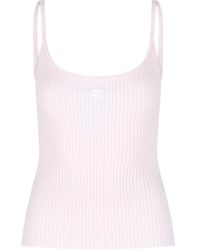 Courreges - Courrèges Logo Embroidered Ribbed Sleeveless Top - Lyst