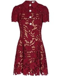 Self-Portrait - Floral Guipure Lace Mini Shirt Dress - Lyst