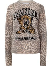 Ganni - Wool Sweater Crew Sweatshirt - Lyst