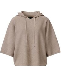 Fabiana Filippi - Short-Sleeved Drawstring Knitted Hoodie - Lyst