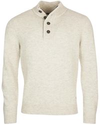 Barbour - High-Neck Half Buttoned Knit Jumper - Lyst