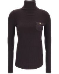 Elisabetta Franchi - High Neck Long-Sleeved Jumper - Lyst