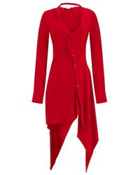 Stella McCartney - Long-Sleeved Asymmetric-Seam Cut-Out Dress - Lyst