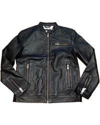 SELECTED - Long-Sleeved Leather Jacket - Lyst