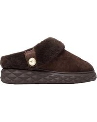 Jimmy Choo - Diamond Maxi Suede-Shearling Mules - Lyst