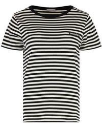 Moncler - Logo Patch Striped Crewneck T-Shirt - Lyst