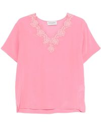 ERMANNO FIRENZE - Lace-Detail V-Neck Top - Lyst
