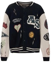 AllSaints - Chase Intarsia-Knit Distressed Cardigan - Lyst