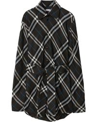 Burberry - Check-Pattern Buttoned Belted Shirt - Lyst