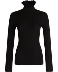 Patou - Ruffle-Trim Ribbed Sweater - Lyst