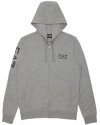 EA7 - Logo Printed Hooded Casual Jacket - Lyst