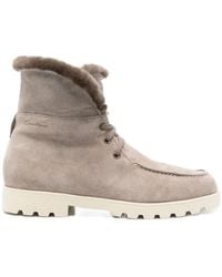 Santoni - Fur-Trim Suede Desert Boots - Lyst