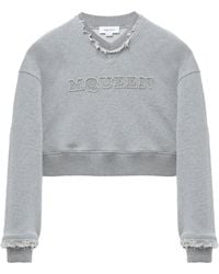McQueen - Logo Detailed Cropped Sweatshirt - Lyst