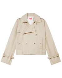 KENZO - Button-Up Short Trench Coat - Lyst