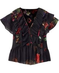 AllSaints - Alma Ruffled Floral Top - Lyst