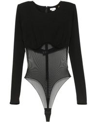 Elisabetta Franchi - Sheer Panel Long-Sleeve Bodysuit - Lyst