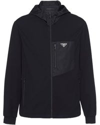 Prada - Logo Plaque Zip-Up Hoodie - Lyst