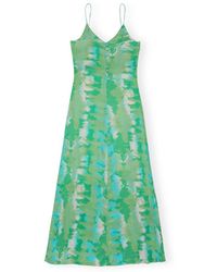 ganni green tiger dress Green Palm Leaf Print Maxi Dress - Vacation Dresses main image 0