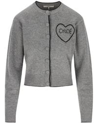 Chloé - Chloé Heart Logo Cropped Cardigan - Lyst