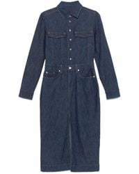 7 For All Mankind - Long Sleeved Denim Maxi Dress - Lyst