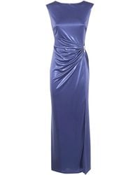 Ralph Lauren - Lauren Metallic Effect Draped Embellished Dress - Lyst
