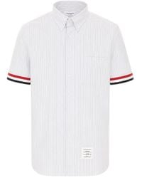 Thom Browne - Striped Short-Sleeve Buttoned Shirt - Lyst