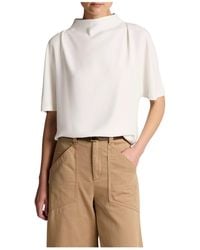 Vince - Draped Crepe Funnel-Neck Top - Lyst