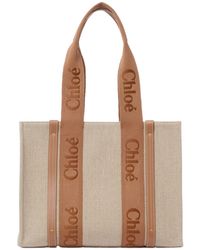 Chloé - Chloé Woody Logo Detailed Medium Tote Bag - Lyst