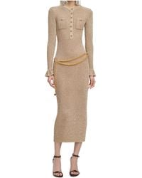Self-Portrait - Ribbed Chained Detail Midi Dress - Lyst